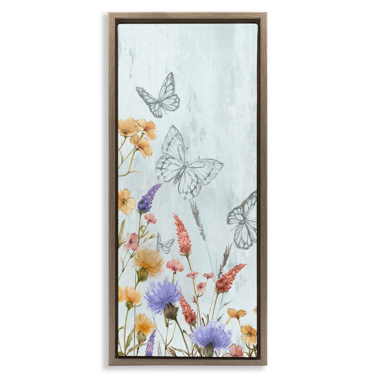 Stupell Industries Butterfly Outlines & Florals Framed Floater Canvas Wall Art Design by Alex Black